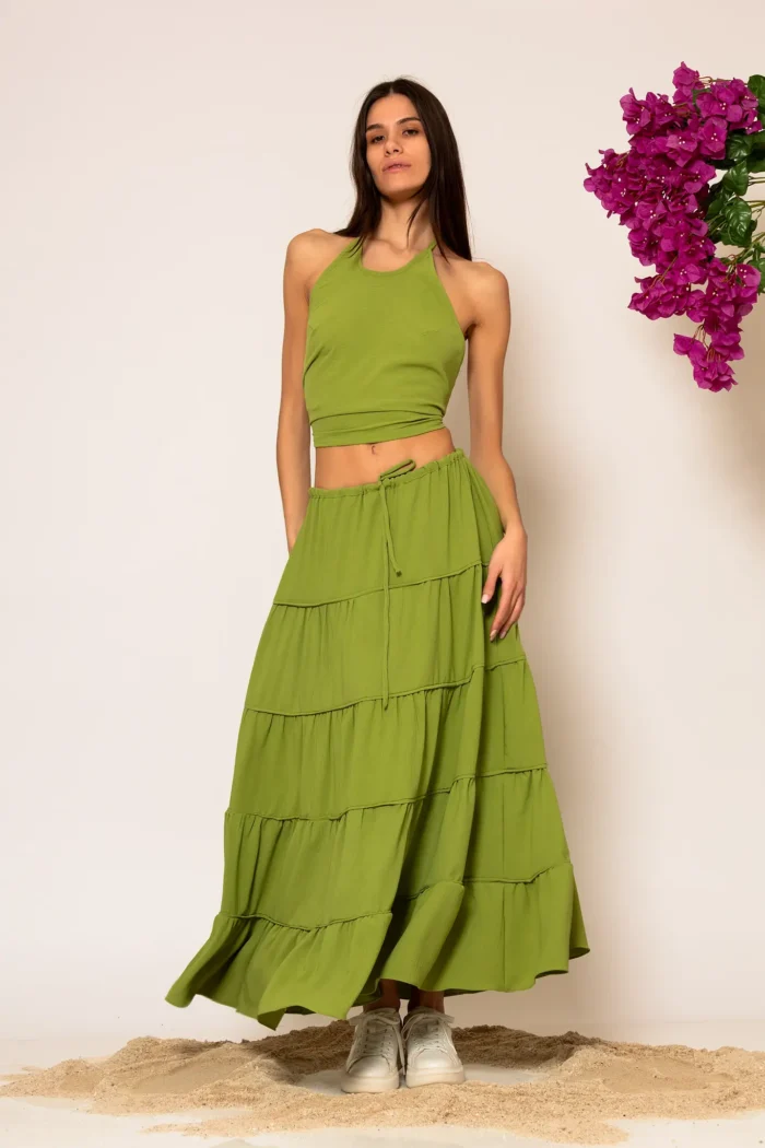 Less Sonder Feeling Maxi Linen Tiered Skirt 2681001