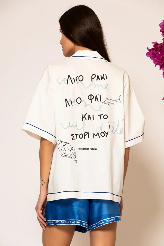 Oversized Logo Embroidered Illustration Shirt