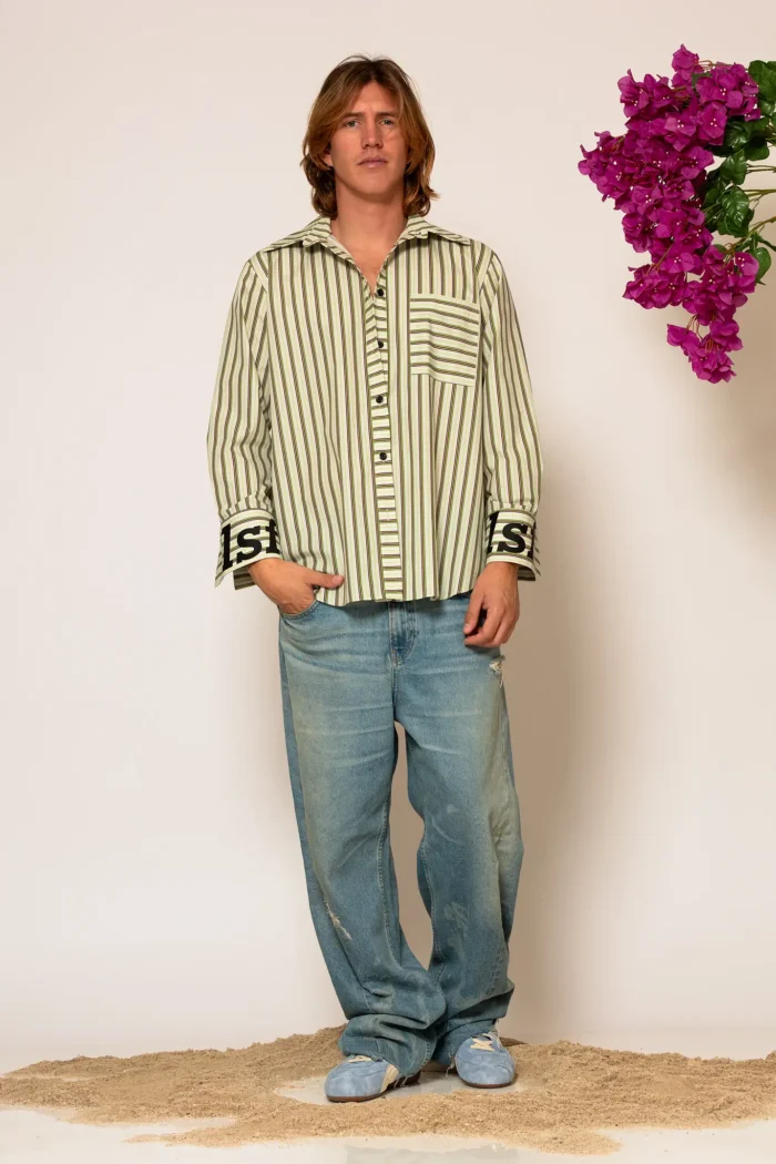 Less Sonder Feeling Striped Poplin Shirt with Pockets and Logo print 2682007