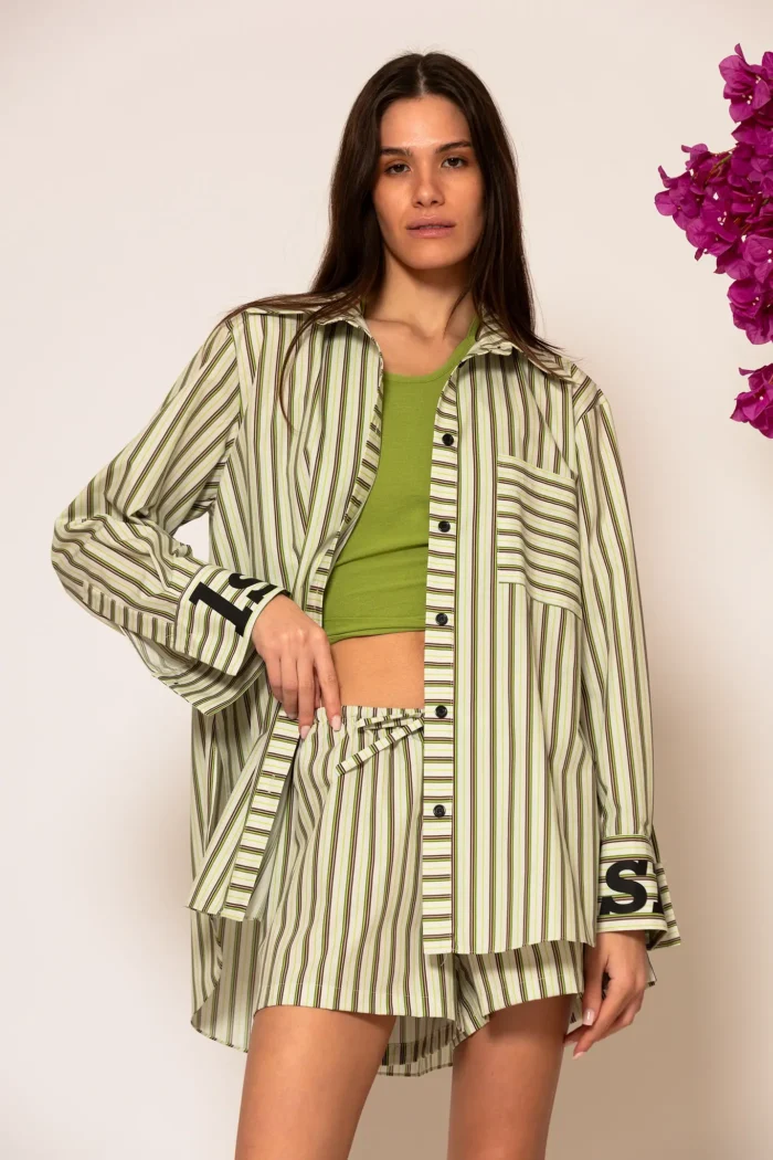 Less Sonder Feeling Striped Poplin Shirt with Pockets and Logo print 2682007