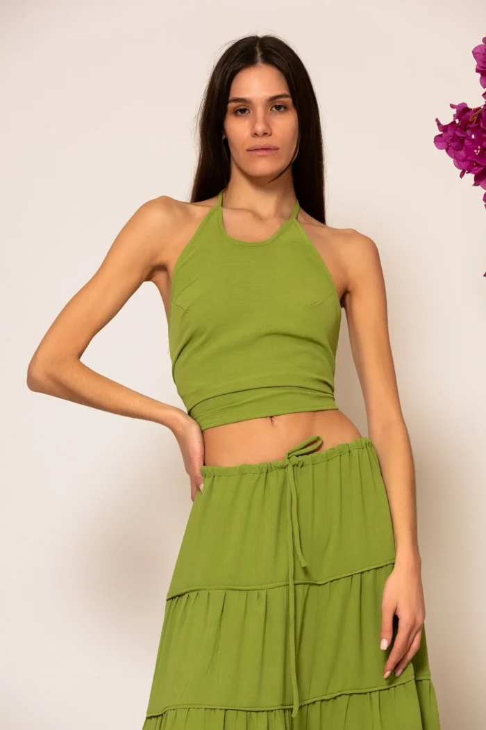 Less Sonder Feeling Crop Linen Halterneck Top 2684006