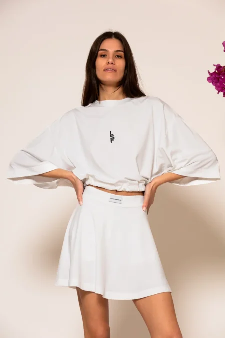 Less Sonder Feeling Logo Embroidered Oversized Crop Tee 2684008