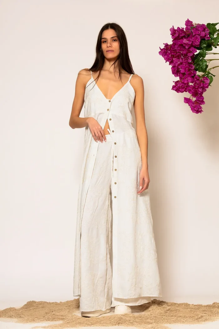 Less Sonder Feeling Embroidered Linen Maxi Camisole Tunic Dress 2685001