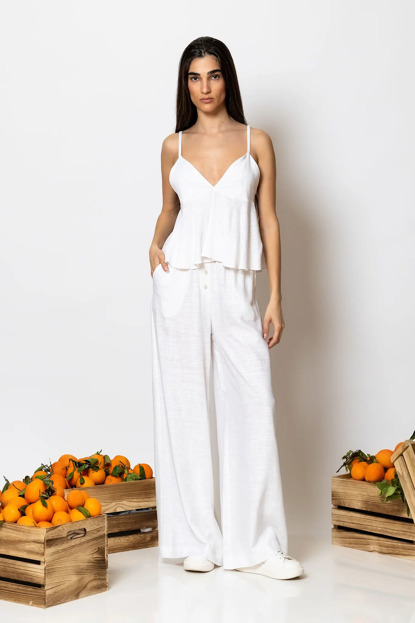LSF-2583005-99 (1) Less Sonder Feeling High-Waisted wide-leg linen pants 2583005
